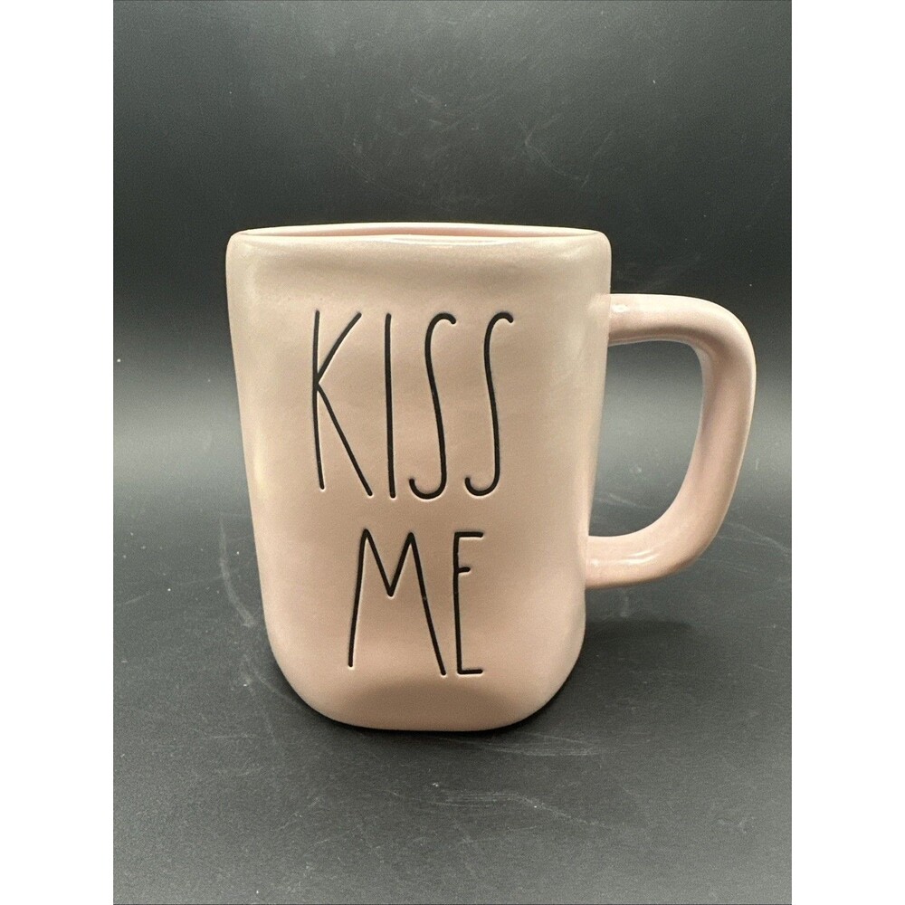 Rae Dunn Artisan Collection 'KISS ME ' by Magenta #181 Ceramic Coffee Mug Pink